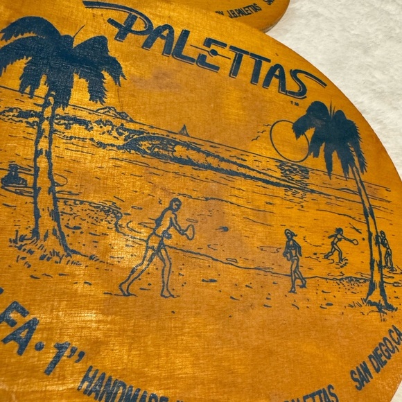 Vintage Palettas Beach Wood Paddles 16” JB Palettas San Diego Alfa-1 paddleball - Picture 12 of 12